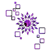 Bikri Kendra Art BK113, Sun Purple with Square Purple 2 Set 3D Acrylic Mirror Stickers for Wall