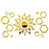 Bikri Kendra Art BK71 Sun with Hexagon Ring 2 Set 3D Acrylic Mirror Stickers for Wall Gold