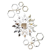 Bikri Kendra Ind Sun with 12 Hexagon Rings Silver Mirror Stickers for Wall Acrylic Sticker for Wall