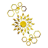 Bikri Kendra Ind Sun with 12 Hexagon Rings  Mirror Stickers for Wall Acrylic Sticker for Wall