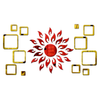 Bikri Kendra Ind Sun red with 12 Square Golden Mirror Stickers for Wall Decor