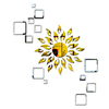 Bikri Kendra Sun Golden with Square 2 Set Silver Decorative Mirror Stickers for Wall 3D Acrylic