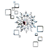 Bikri Kendra ARTBK132, Sun Silver Square Silver 2 Set Decorative Mirror Stickers 3D Acrylic
