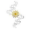Bikri Kendra Sun Golden with 24 Square 3D Mirror Acrylic Wall Stickers