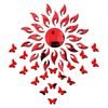 Bikri Kendra Sun red with 20 red Butterfly Wall Mirror Stickers 3D Acrylic Sticker