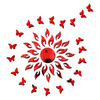 Bikri Kendra Art BK162, Sun red with 20 red Butterfly - 3D Acrylic Mirror Stickers for Wall