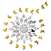 Bikri Kendra Sun Silver with Golden Butterfly Decorative Mirror Stickers for Wall Wall Mirror Stickers 3D Acrylic