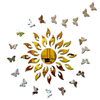 Bikri Kendra Golden Sun with Silver Butterfly Decorative Mirror Stickers for Wall Wall Mirror Stickers 3D Acrylic