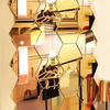 Bikri Kendra 28 Hexagon Golden Mirror Stickers for Wall Hexagon Mirror Acrylic Hexagonal