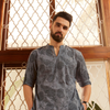 Anouk Men Grey Quirky Printed Cotton Short Kurta