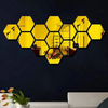 Bikri Kendra Ind Hexagon 13 Golden Mirror Stickers For Wall Acrylic Mirror Wall Decor Sticker Stickers Self-Adhesive 10.4 Cms