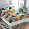 The Home Style 300 TC Cotton Feel Glace Cotton Elastic Fitted Printed Queen Size Double Bed Bedsheet With 2 Pillow Cover Vibrant Checks