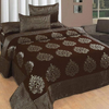 Fresh From Loom Chenille Velvet 500 TC Double Bed King Size Bedsheet with 2 Pillow Cover Jhumka Coffee