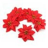 Christmas Poinsettias Red Velvet Decorative Artificial Flowers Red (Pack of 36)