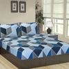 The Home Style Cotton Feel Glace Cotton All Around Elastic Fitted Printed Queen Size Double Bed Bedsheet With 2 Pillow Cover 300 TC Blue Berry