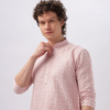 Anouk Pink Ethnic Motifs Embroidered Mandarin Collar Cotton Straight Kurta