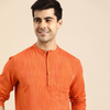 Anouk Men Orange Striped Short Kurta