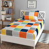 The Home Style Cotton Feel Glace Cotton Elastic Single Bed Bedsheet with 1 Pillow Cover Vibrant Checks