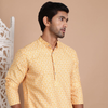 Anouk Men Floral Printed Sequinned Floral Kurta Yellow