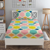 The Home Style Cotton Feel Glace Cotton Elastic Single Bed Bedsheet with 1 Pillow Cover Pastel Palette
