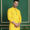 Anouk Yellow Ethnic Motifs Embroidered Mandarin Collar Straight Kurta