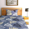 The Home Style Cotton Feel Glace Cotton Elastic Single Bed Bedsheet with 1 Pillow Cover Midnight Leaf