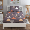 The Home Style Cotton Feel Glace Cotton Elastic Single Bed Bedsheet With 1 Pillow Cover 300 TC Graphite Triangle