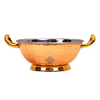 Indian Art Villa Steel Copper Hammered Design Kadhai Wok With Brass Bottom & Handles