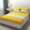 The Home Style Cotton Feel Glace Cotton Elastic Single Bed Bedsheet With 1 Pillow Cover 300 TC Cadmium Yellow