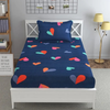 The Home Style Cotton Feel Glace Cotton Elastic Single Bed Bedsheet With 1 Pillow Cover,300 TC Blue Heart