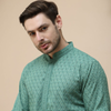 Anouk Men Embroidered Woven Design Mandarin Collar Knee Length Kurta