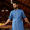 Anouk Men Blue Bandhani Printed Cotton Kurta
