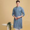 Anouk Turquoise Blue Embroidered Mandarin Collar Sequinned Lucknowi Cotton Straight Kurta