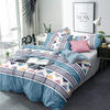 The Home Style 300 TC Cotton Feel Glace Cotton Printed King Size Double Bed Bedsheet with 2 Pillow Covers White Blue