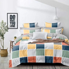The Home Style Cotton Feel Glace Cotton Checkered Printed King Size Double Bed Bedsheet With 2 Pillow Cover 300 TC Vibrant Checks