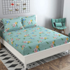 The Home Style Cotton Feel Glace Cotton Printed Double Bed Bedsheet With 2 Pillow Cover 300 TC Sea-Green Pista