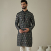 Anouk Black Ethnic Motifs Embroidered Mandarin Collar Straight Kurta