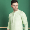 Anouk Checked Mandarin Collar Long Sleeves Thread Work Kurta