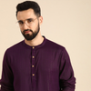 Anouk Men Purple Self-Striped Kurta