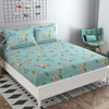 The Home Style Supersoft Cotton King Size Printed Flat Double Bedsheet with 2 Pillow Cover 300 TC Pista Green