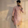 Anouk Pink Chevron Embroidered Gotta Patti Mandarin Collar Pure Cotton Straight Kurta