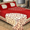 Fresh From Loom Floral Bedsheet Cum Bed Spread for Double Bed King Size 500 TC Chenille Velvet Bed Cover with 2 Pillow Cover Marigold Red