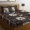 Starnstyle Polycotton 220 TC Floral Printed King Size Double Bedsheet with 2 Pillow Covers,  Brown