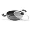 Sumeet Nonstick Aluminum Deep Kadhai with Glass Lid (2 L Silver Black)