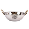 Indian Art Villa Handmade Steel Kadhai Karahi Wok With Brass Handle - 730 gms