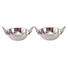 Indian Art Villa Set of 2 Steel Kadhai Kadai Wok with Embossed Handle 510 ml Each