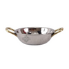 Indian Art Villa Steel Kadhai Wok with Brass Handle 690 ml Capacity - 389 gms