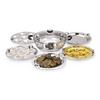 Pristine Stainless Steel Try Ply Induction Base Multi-Purpose Kadai with Lid and 5 Plates 2 Idli Plates 2 Dhoklas Patra Plates