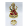 Gold Art India Round Base Laxmi Gold Plated Idol for Mandir Gold Plated Coin Lakshmi Ji Red Enamel Color