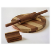 Vesta Homes Wooden Chakla Belan Set for Kitchen Premium Solid Wood Roti Rolling Board